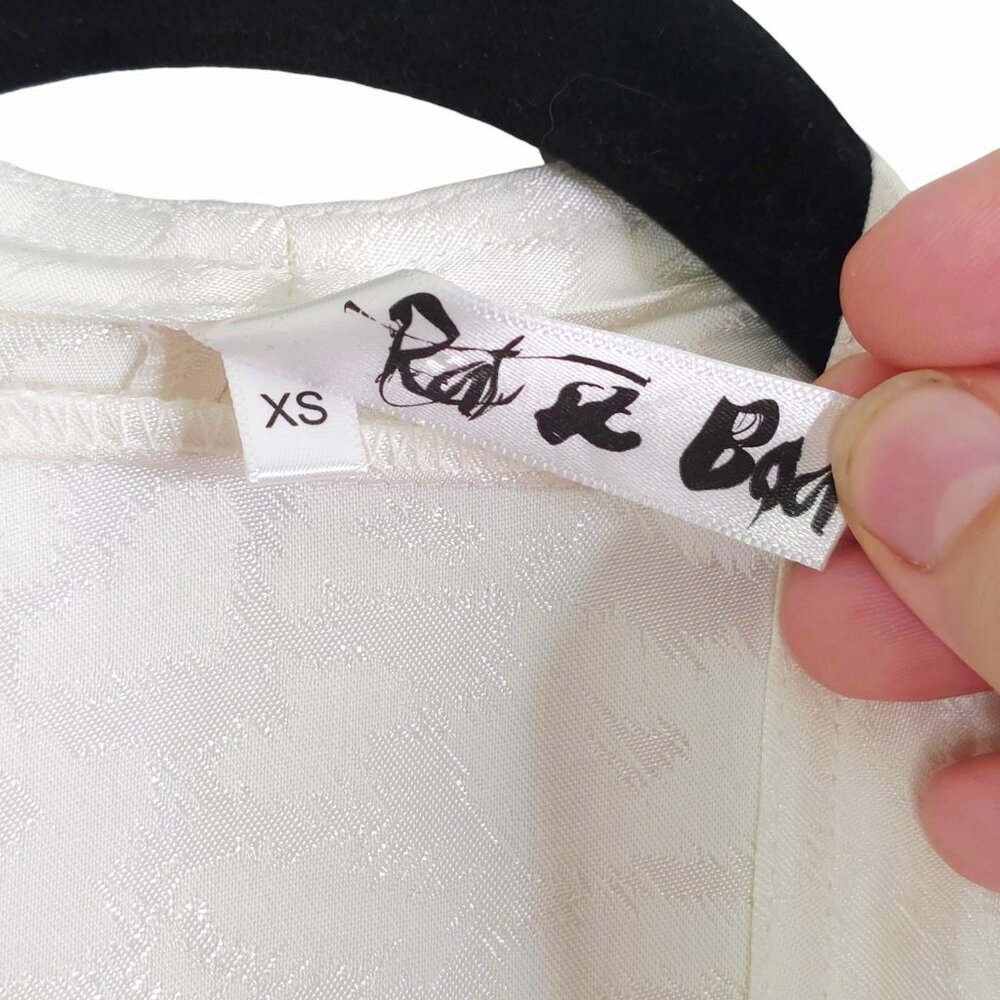 Rat & Boa Bianco Kimono Jumpsuit Satin White Animal Print Wide Leg Size XS - Picture 4 of 12